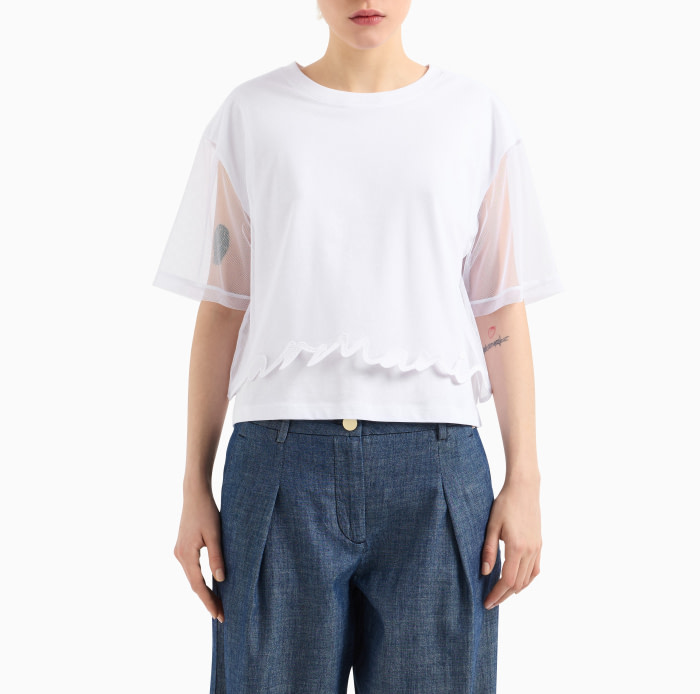 ARMANI EXCHANGE camiseta con logo los bajos  color blanco - 1