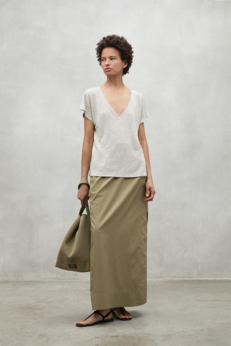 ECOALF camiseta escote pico color camel