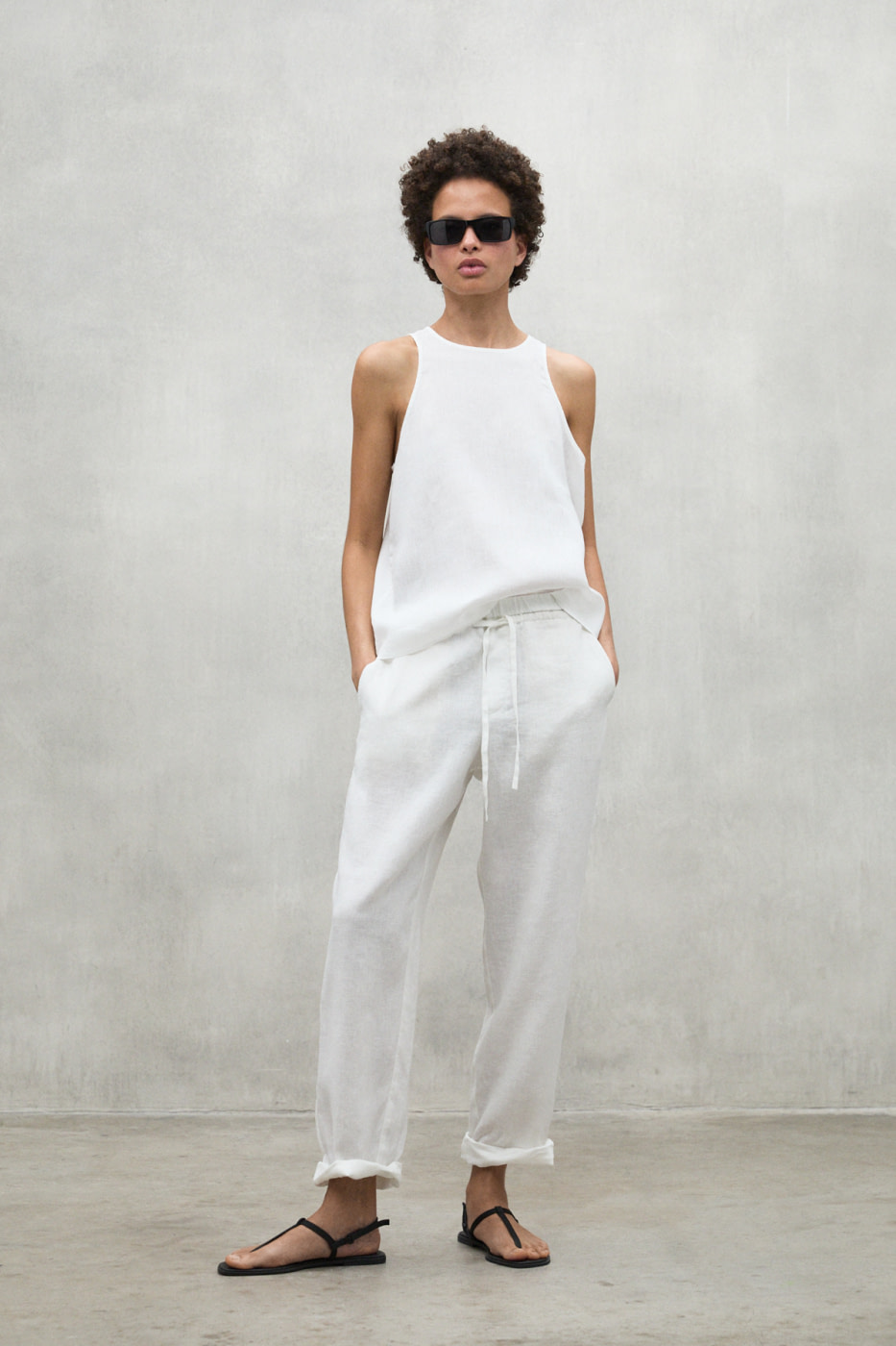 ECOALF pantalón en lino blanco