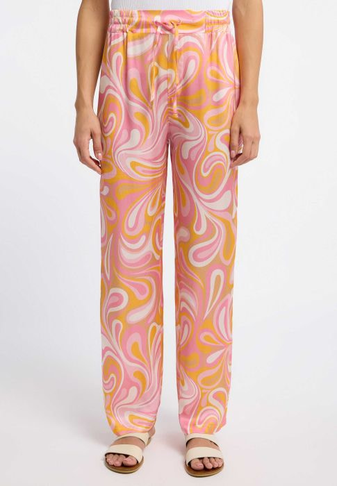 FRIEDA&FREDDIES pantalón en viscosa estampado  verde agua y fucsia - 1