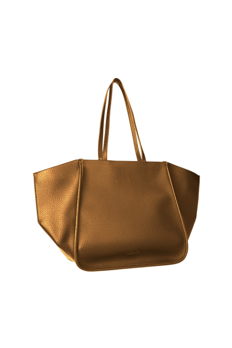 LIU·JO shopping ecopiel camel con logo troquelado - 1