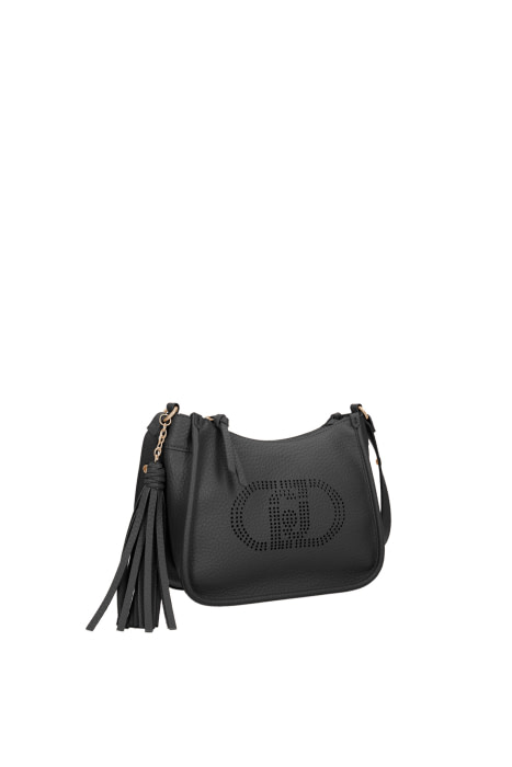 LIU·JO bandolera ecopiel negro con logo troquelado - 1