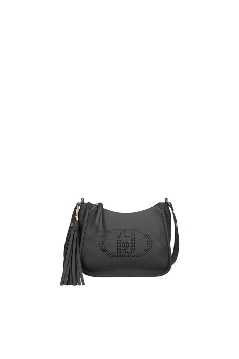 LIU·JO bandolera ecopiel negro con logo troquelado - 2