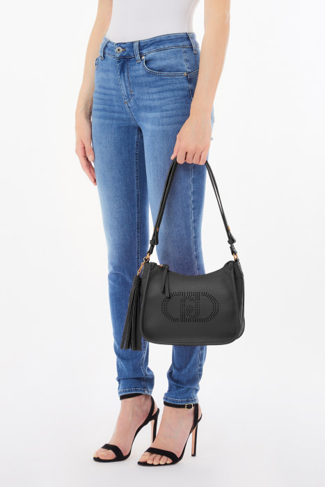 LIU·JO bandolera ecopiel negro con logo troquelado - 5