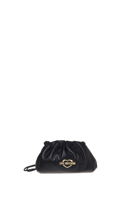 LOVE MOSCHINO bolso frunzido en ecopiel color  negro con logo - 1