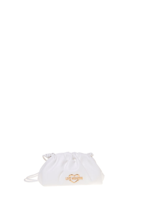 LOVE MOSCHINO bolso frunzido en ecopiel color  blanco con logo - 1