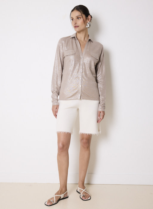 NOTSHY camisa metalizada plata - 1
