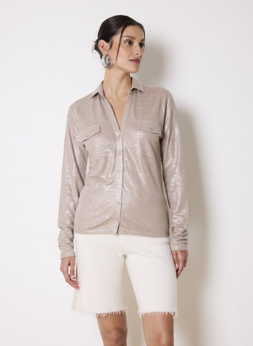 NOTSHY camisa metalizada plata - 2