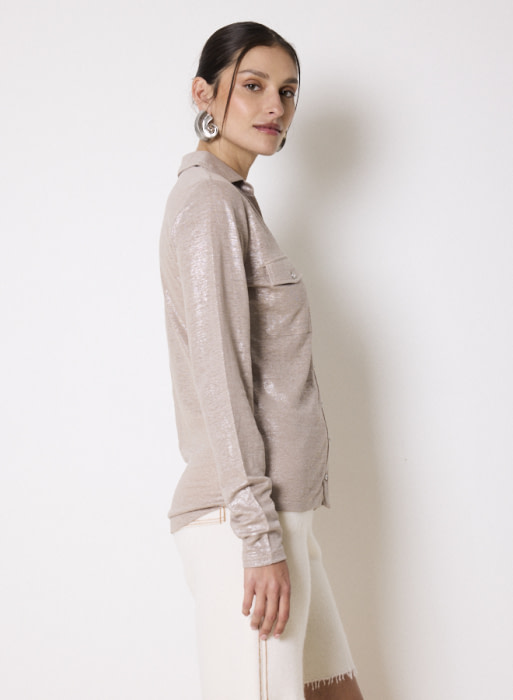 NOTSHY camisa metalizada plata - 3