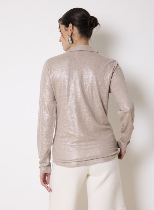 NOTSHY camisa metalizada plata - 4