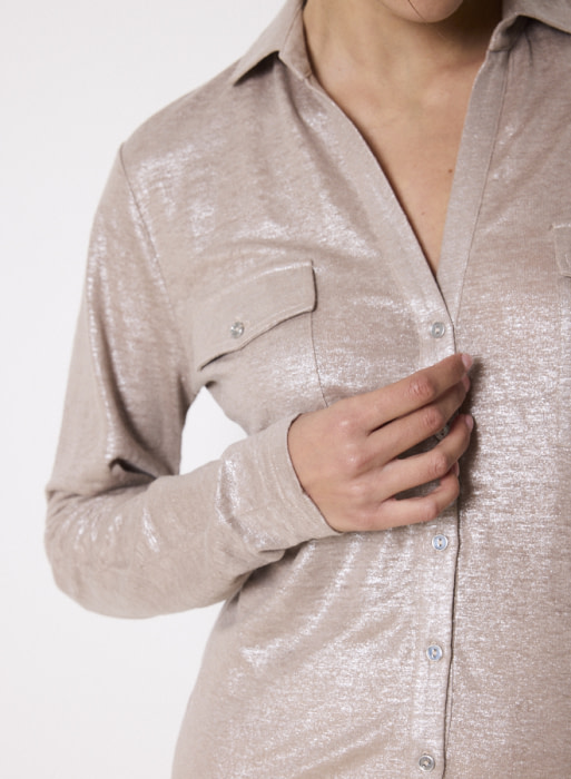 NOTSHY camisa metalizada plata - 5