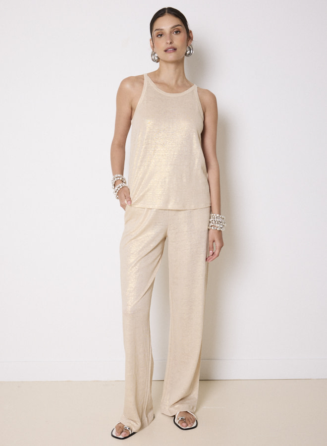 NOTSHY camiseta en tirantes metalizado color oro
