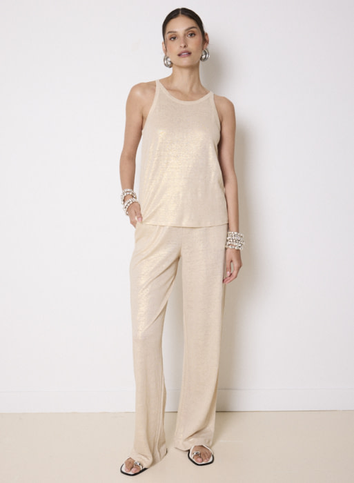 NOTSHY camiseta en tirantes metalizado color oro - 1
