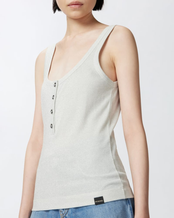 PINKO camiseta tirantes plata con botones - 2