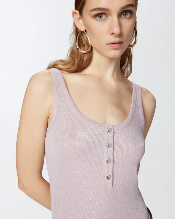 PINKO camiseta tirantes rosa con botones - 1