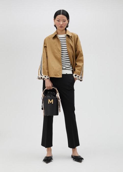 LOLA CASADEMUNT by Maite trench camel con vivo  negro - 5