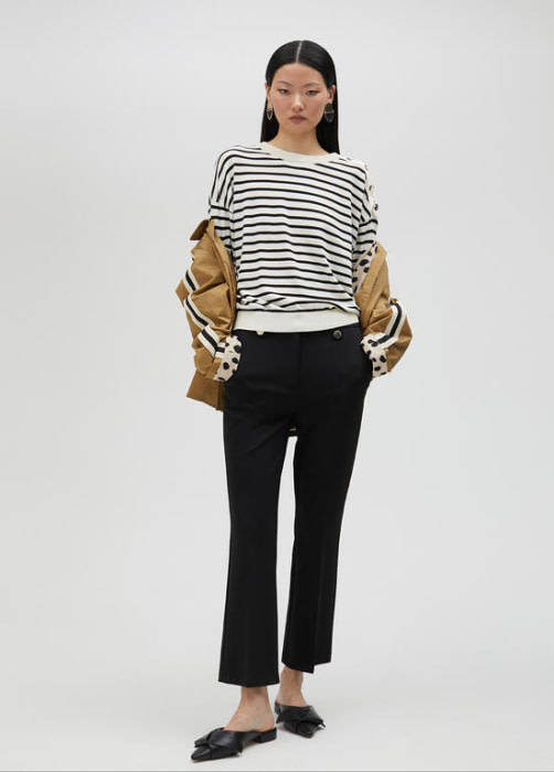 LOLA CASADEMUNT by Maite jersey en rayas marinero trenzado del hombro - 7