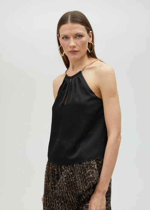 LOLA CASADEMUNT by Maite top negro con cadena de  en oro en el escote - 3