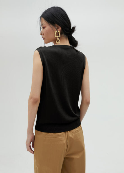 LOLA CASADEMUNT by Maite jersey sin mangas negro trenzado del hombro - 5