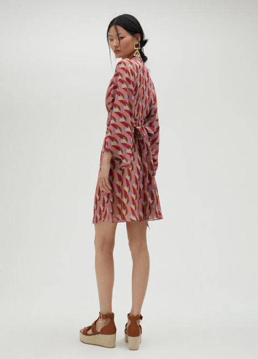 LOLA CASADEMUNT by Maite vestido frunzido rosa,  azul y rojo - 3