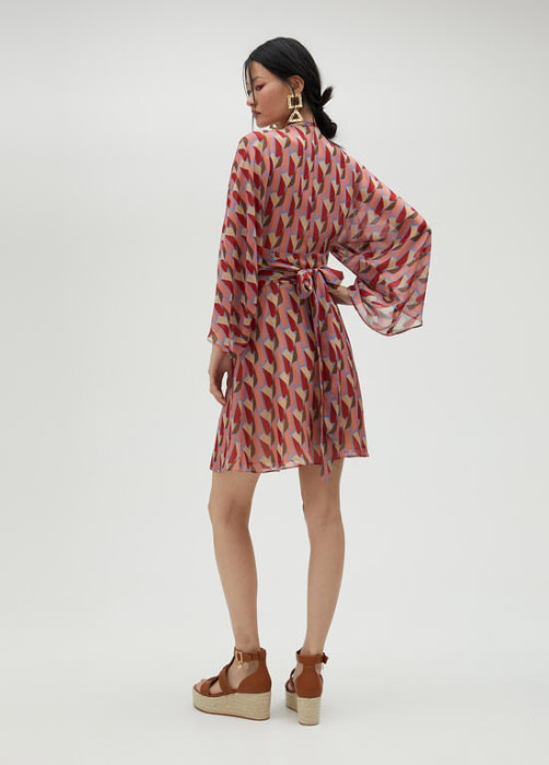 LOLA CASADEMUNT by Maite vestido frunzido rosa,  azul y rojo - 4