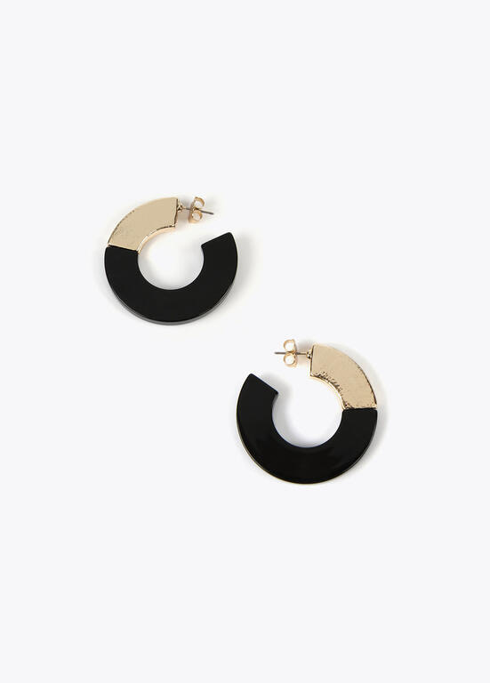 LOLA CASADEMUNT pendiente aro doble material oro y negro