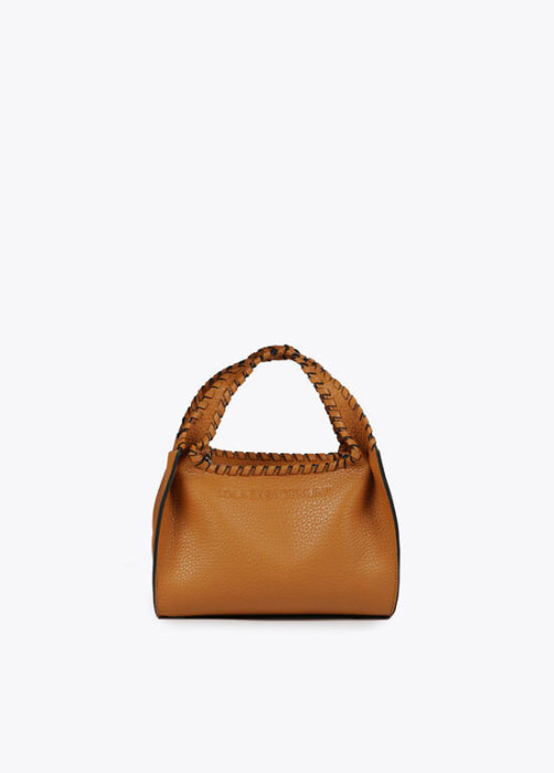 LOLA CASADEMUNT bolso en ecopiel color camel con  pespuntes - 1