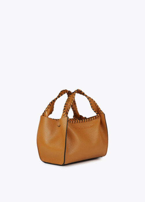 LOLA CASADEMUNT bolso en ecopiel color camel con  pespuntes - 2