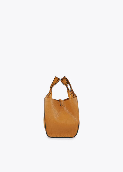 LOLA CASADEMUNT bolso en ecopiel color camel con  pespuntes - 3