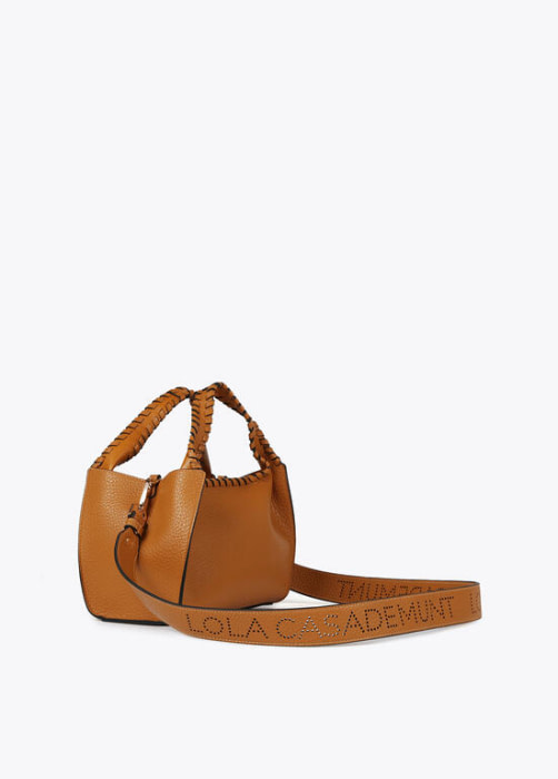 LOLA CASADEMUNT bolso en ecopiel color camel con  pespuntes - 4