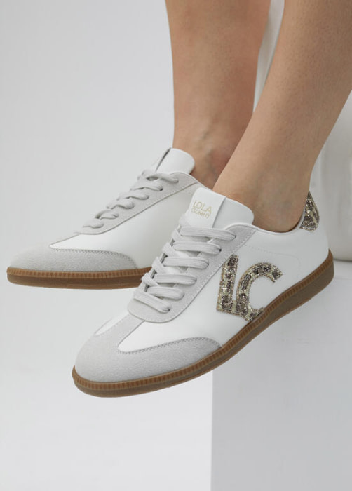 LOLA CASADEMUNTsneaker blanca, con logo en animal print - 9