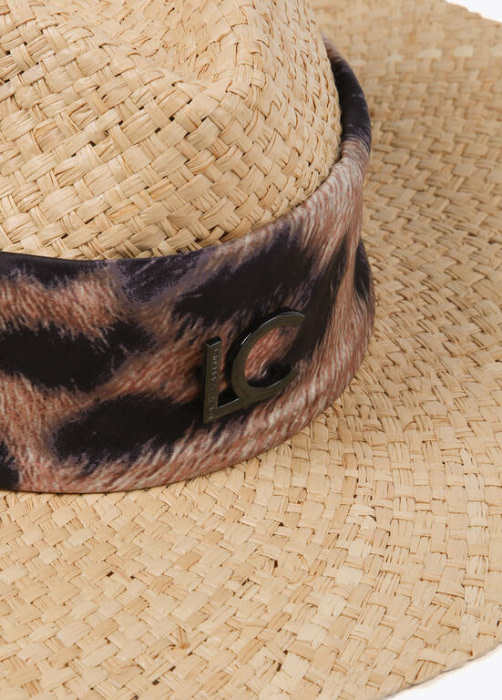 LOLA CASADEMUNT sombrero rafia con estampado animal print - 4
