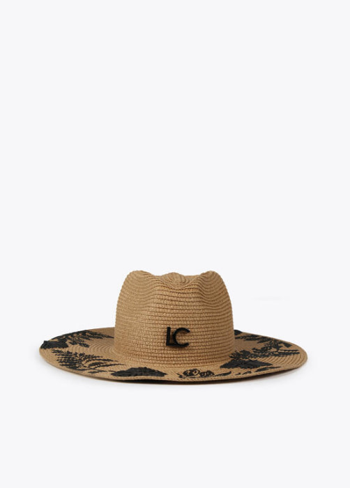 LOLA CASADEMUNT sombrero rafia con flores en negro - 1