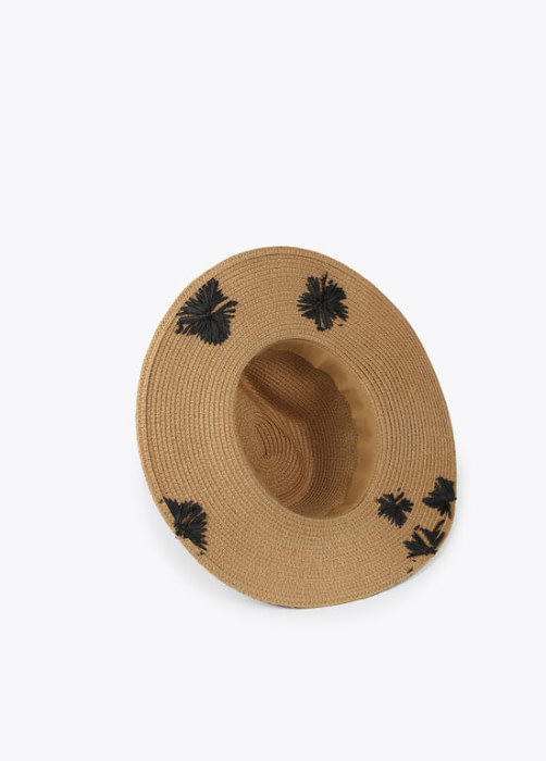 LOLA CASADEMUNT sombrero rafia con flores en negro - 3