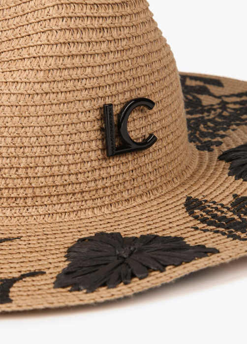 LOLA CASADEMUNT sombrero rafia con flores en negro - 4
