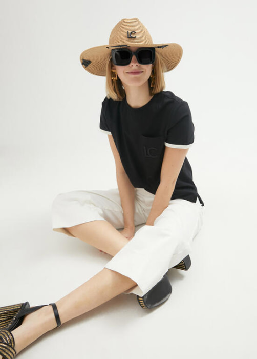 LOLA CASADEMUNT sombrero rafia con flores en negro - 5