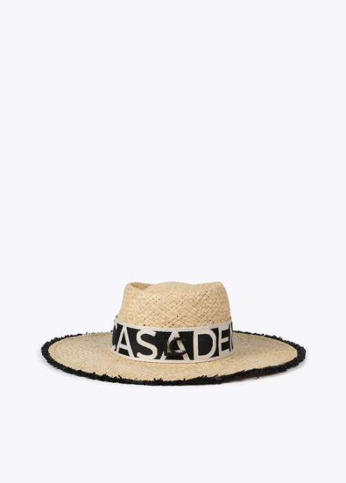LOLA CASADEMUNT sombrero rafia color natural con  logo - 1