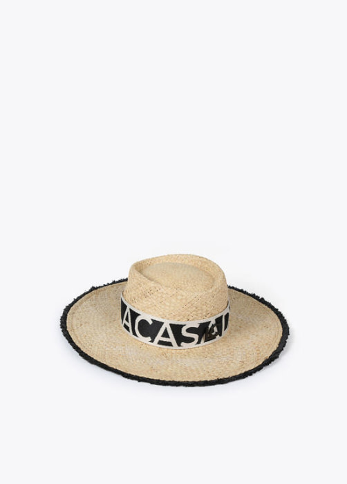 LOLA CASADEMUNT sombrero rafia color natural con  logo - 2