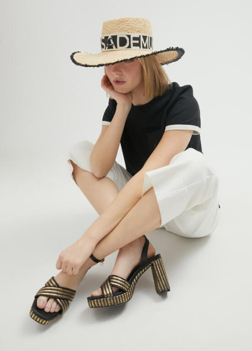 LOLA CASADEMUNT sombrero rafia color natural con  logo - 5
