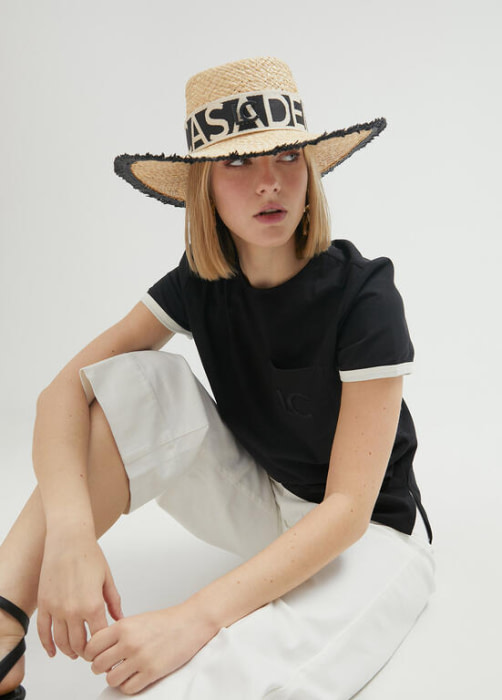 LOLA CASADEMUNT sombrero rafia color natural con  logo - 6