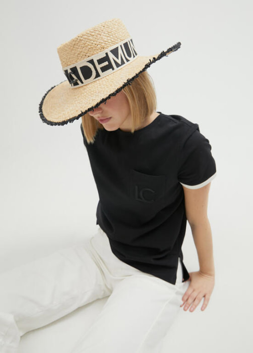 LOLA CASADEMUNT sombrero rafia color natural con  logo - 7