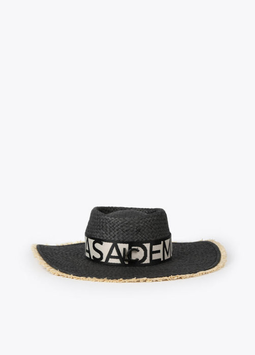 LOLA CASADEMUNT sombrero rafia color negro con  logo - 1