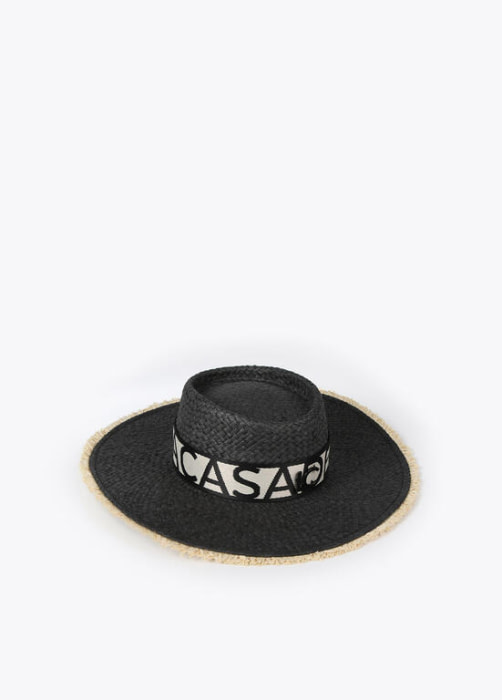 LOLA CASADEMUNT sombrero rafia color negro con  logo - 2
