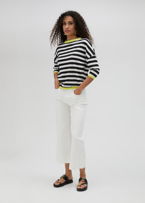 LOLA CASADEMUNT jersey con rayas negro y blanco con vivo en amarillo - 5