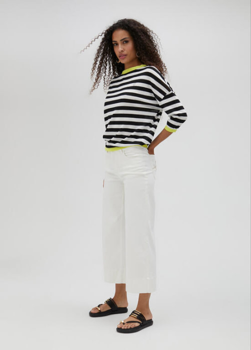 LOLA CASADEMUNT jersey con rayas negro y blanco con vivo en amarillo - 6
