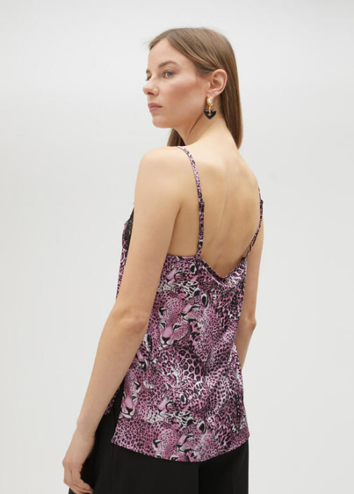LOLA CASADEMUNT top lencero en animal print fucsia y negro - 6