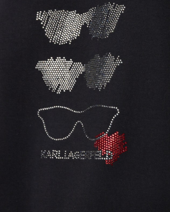 KARL LAGERFELD camiseta negra manga corta  gafas con strass - 2