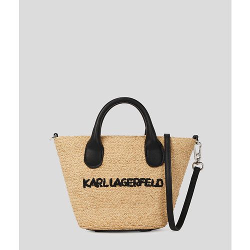 KARL LAGERFELD capazo pequeño de rafia con logo - 1