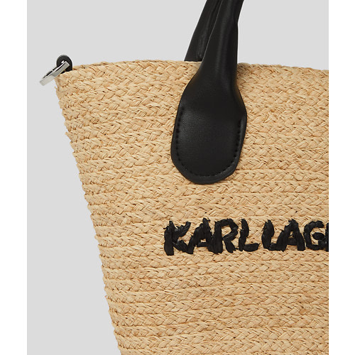 KARL LAGERFELD capazo pequeño de rafia con logo - 3