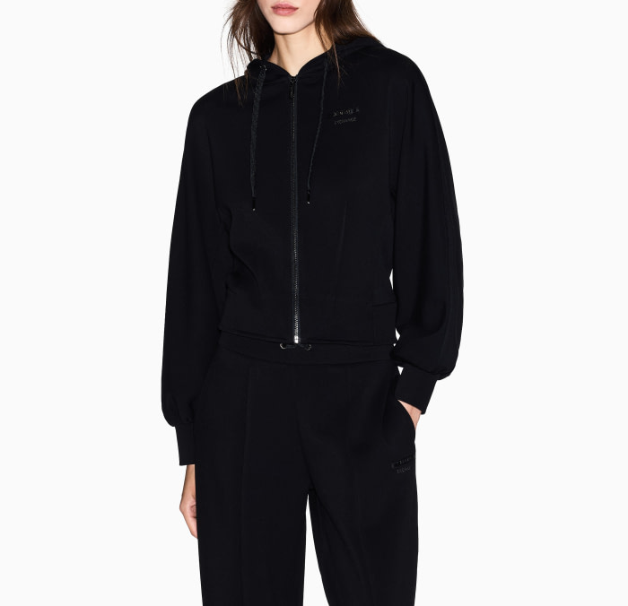 ARMANI EXCHANGE sudadera con cremallera negra con capucha